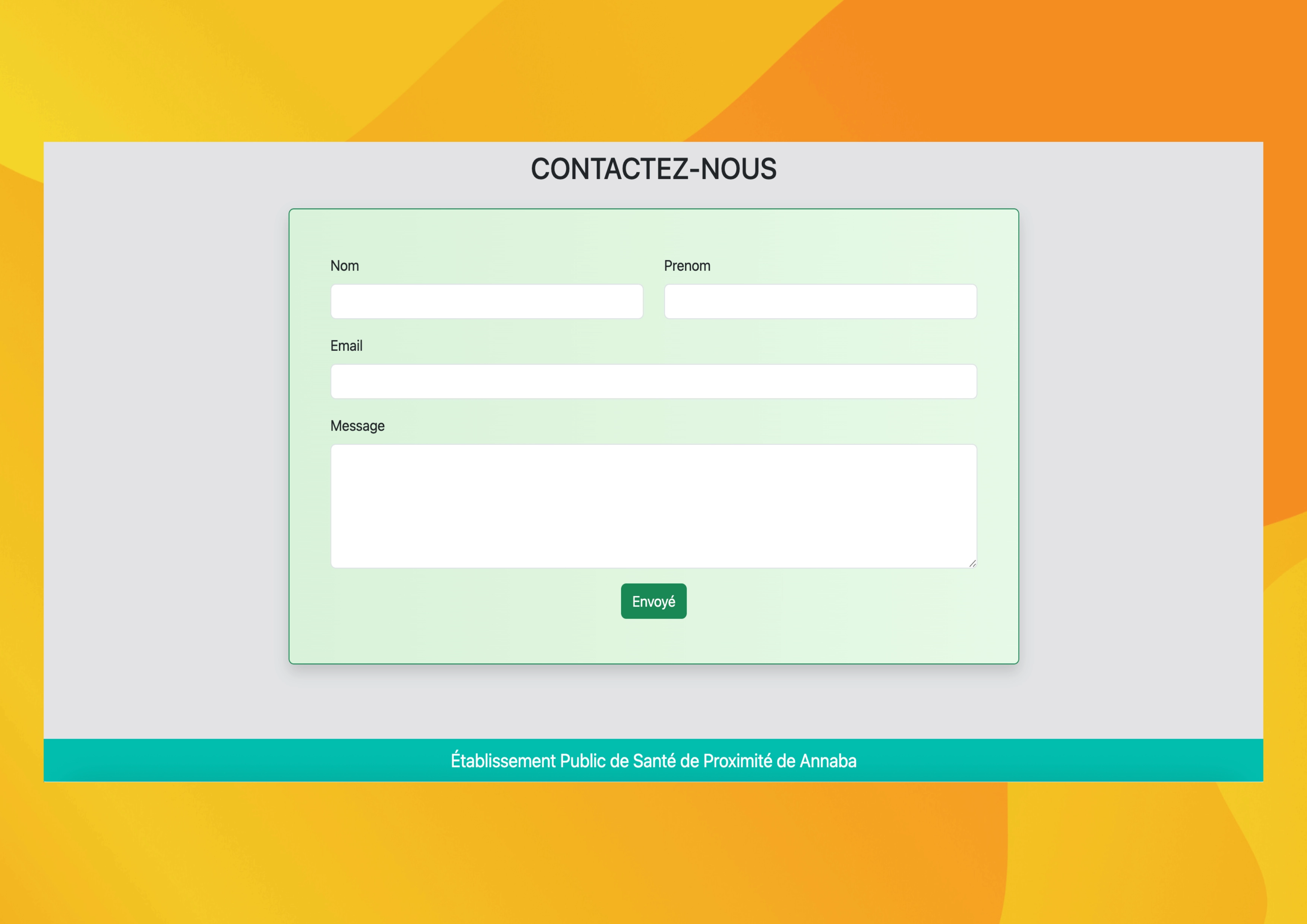 The Clinic Website - Contact Form